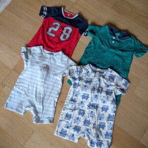 Set of Baby Rompers in Red, Green, and Blue